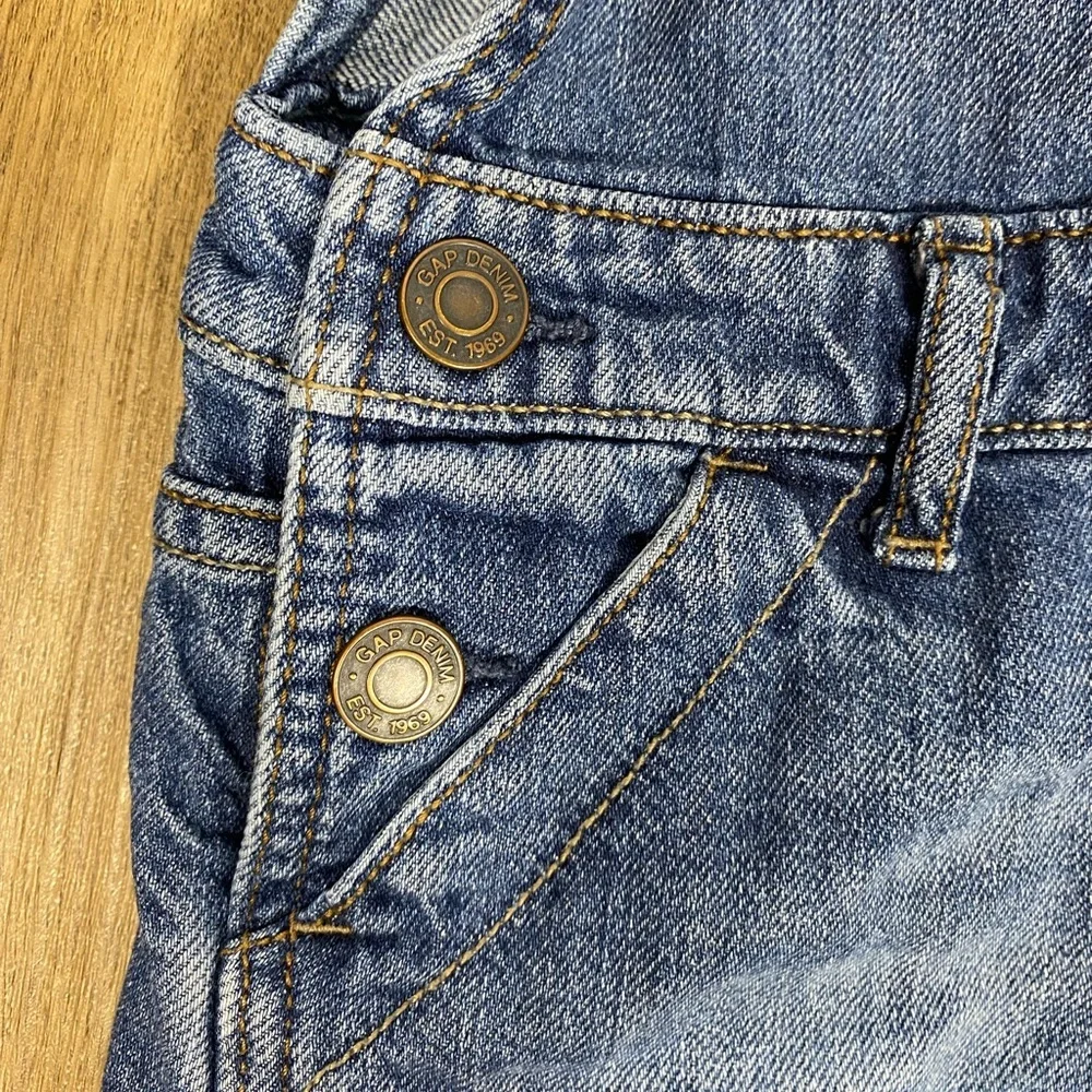 GAP Classic Blue Toddler Overalls shorts raw hem size XS